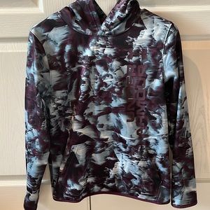 Under Armour Boys youth XL (YXL) hoodie sweatshirt coldgear maroon/blues/black